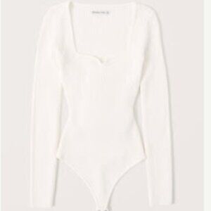Abercrombie & Fitch Women's Long-Sleeve Sweetheart Sweater Bodysuit - Off White